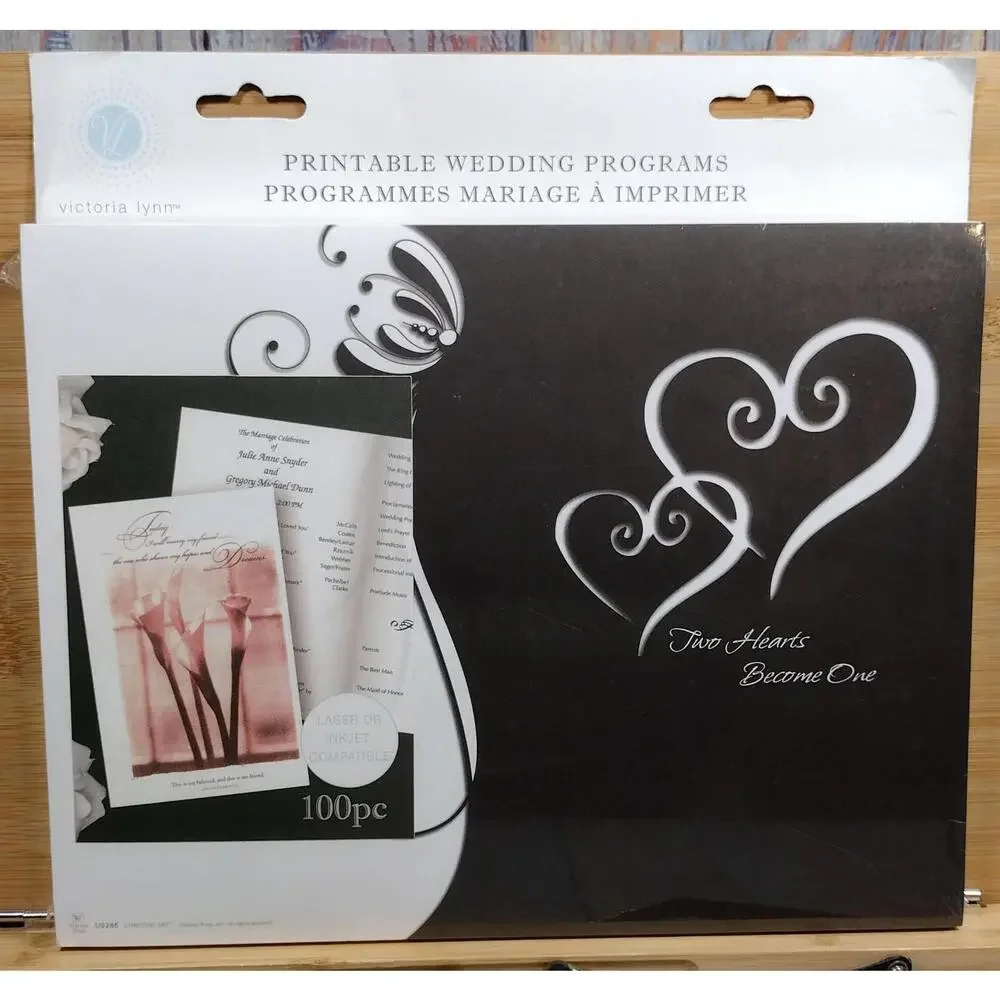 Printable Wedding Programs - Two Hearts Become One - 100 Pieces‎